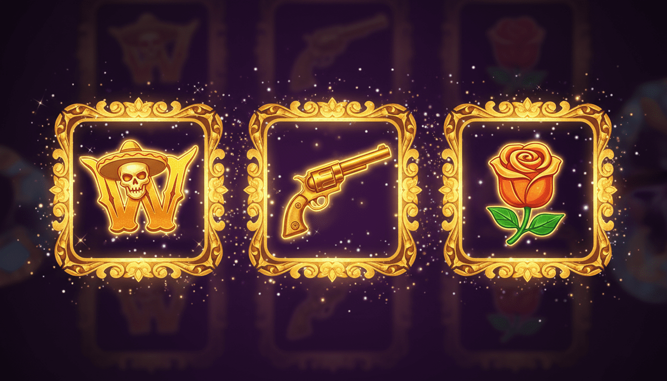 Glowing gold framed symbols in Wild Bandito.