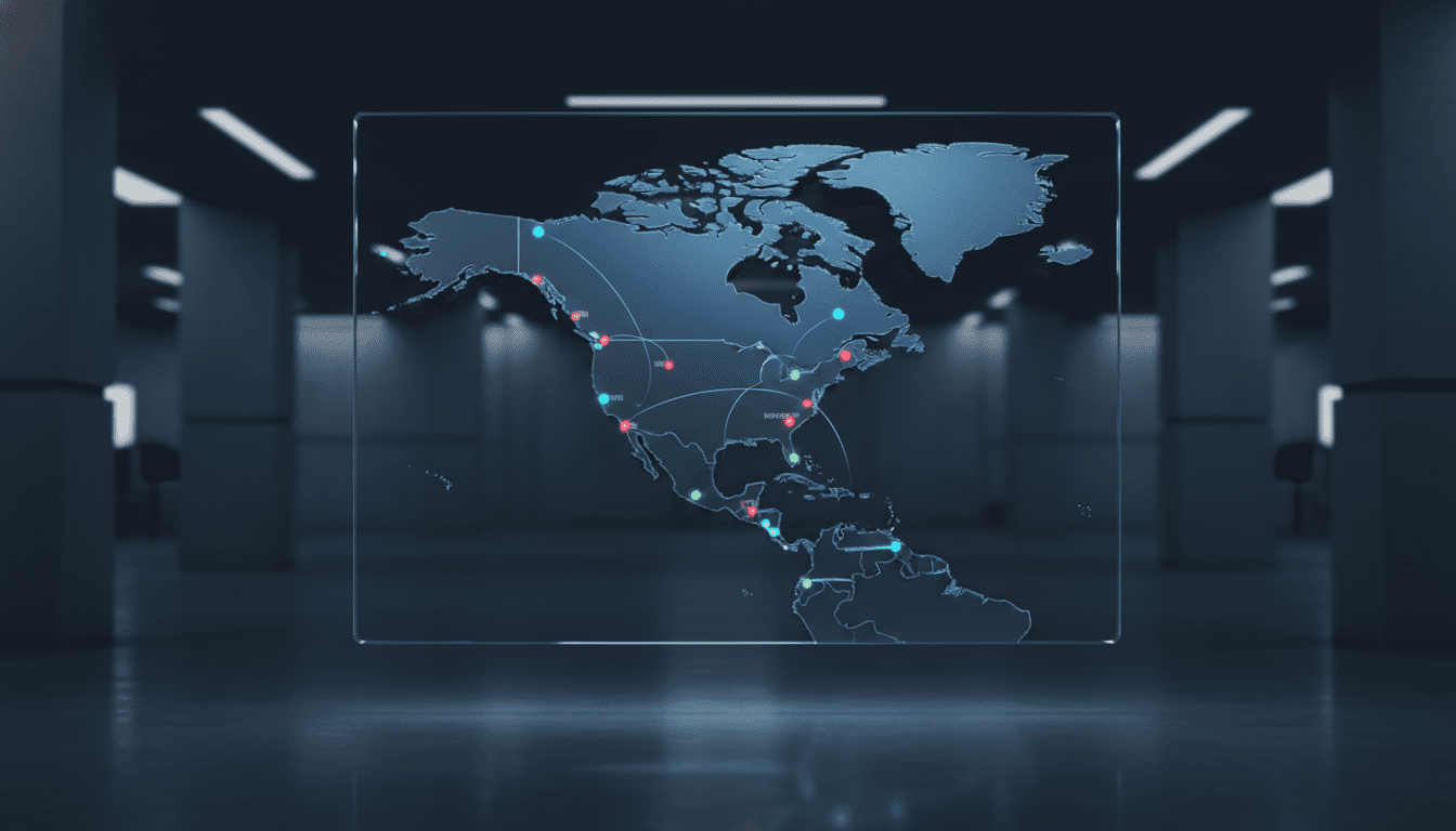 Geographic map of the 16 host cities across the United States, Mexico, and Canada for 2026